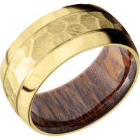 22K Yellow Gold + Rock , Rockpolish Finish + Leopard Wood