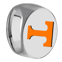 Extra Large Horizontal Oval signet ring (24x20mm) in Titanium, with a Wide style band and a Tennessee Power T engraving.