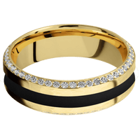 14K Yellow Gold + Hammer , Polish Finish