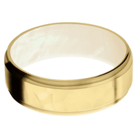 22K Yellow Gold + Rockpolish , Satin Finish + Freshwater Mother of Pearl