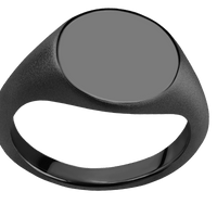 Medium Circle signet ring (14mm) in Zirconium, with a Thin style band.