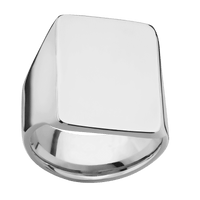 Extra Large Rectangle signet ring (24x17mm) in Titanium, with a Wide style band.