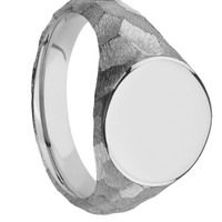 Medium Circle signet ring (14mm) in Titanium, with a Wide style band.