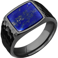 Medium Cushion signet ring (14x14mm) in Zirconium, with a Wide style band, a Lapis inlay.