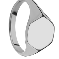 Medium Hexagon signet ring (13.9x12mm) in Titanium, with a Thin style band.