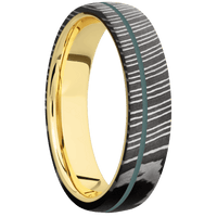 Damascus + Acid Finish + 10K Yellow Gold