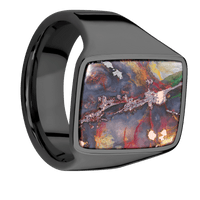 Large Rectangle signet ring (20x14.5mm) in Zirconium, with a Wide style band, a Chrysocopper inlay.