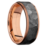 14K Rose Gold + Polish , Sand Finish