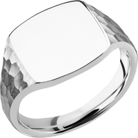 Medium Cushion signet ring (14x14mm) in Palladium Silver, with a Thin style band.