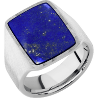 Large Rectangle signet ring (20x14.5mm) in Palladium Silver, with a Wide style band, a Lapis inlay.