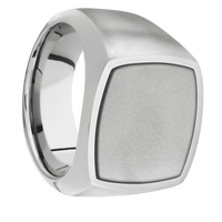 Large Cushion signet ring (18x18mm) in Palladium Silver, with a Wide style band, a Palladium Silver inlay.
