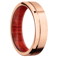 14K Rose Gold + Satin , Polish Finish + Red Heart