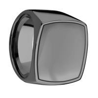 Extra Large Cushion signet ring (22x22mm) in Zirconium, with a Wide style band, a Zirconium inlay.