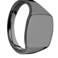 Medium Cushion signet ring (14x14mm) in Zirconium, with a Thin style band.
