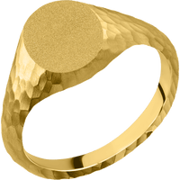 Small Oval signet ring (12x9mm) in 10K Yellow Gold, with a Thin style band.