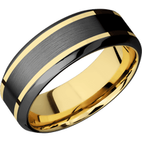Zirconium + Satin , Polish Finish + 10K Yellow Gold