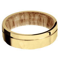 14K Yellow Gold + Rockpolish , Polish Finish + Natural Oak