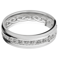 14K White Gold + Polish , Satin Finish