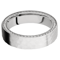 14K White Gold + Hammer Finish