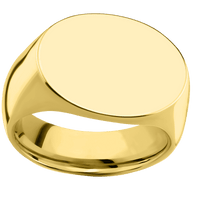 Large Horizontal Oval signet ring (20x16mm) in 18K Yellow Gold, with a Wide style band.