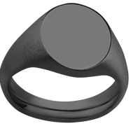 Medium Oval signet ring (16x13mm) in Zirconium, with a Wide style band.