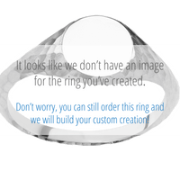 Small Circle signet ring (10mm) in 18K White Gold, with a Thin style band, a Blue Purple Abalone inlay.