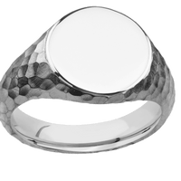 Medium Circle signet ring (14mm) in Palladium Silver, with a Wide style band.