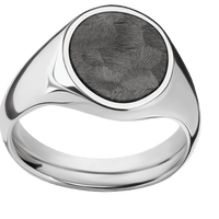 Medium Oval signet ring (16x13mm) in Cobalt Chrome, with a Wide style band, a Tantalum Noir inlay.