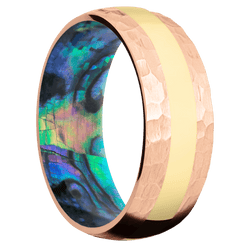14K Rose Gold + Hammer Finish + Abalone