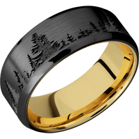 Zirconium + Satin , Polish Finish + 18K Yellow Gold
