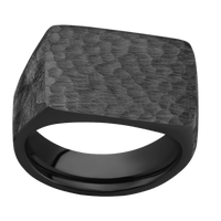 Large Horizontal Rectangle signet ring (20x14.5mm) in Zirconium, with a Wide style band.