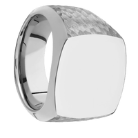 Large Cushion signet ring (18x18mm) in Titanium, with a Wide style band.
