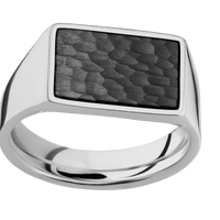 Medium Horizontal Rectangle signet ring (16x11.5mm) in Titanium, with a Wide style band, a Zirconium inlay.
