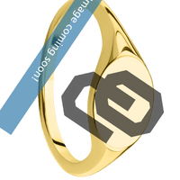 Small Horizontal Oval signet ring (12x9mm) in 14K Yellow Gold, with a Thin style band and an Oklahoma OU engraving.