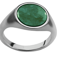Medium Circle signet ring (14mm) in Titanium, with a Thin style band, a Washington Green Jade inlay.