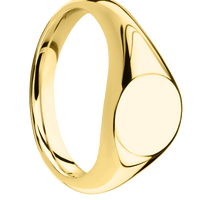 Small Circle signet ring (10mm) in 14K Yellow Gold, with a Wide style band.