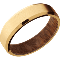 14K Yellow Gold + Satin , Polish Finish + Leopard Wood