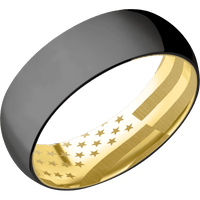 Zirconium + Polish Finish + 18K Yellow Gold