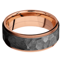 14K Rose Gold + Polish , Sand Finish