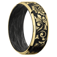 10K Yellow Gold + Satin , Polish Finish + Forged Carbon Fiber