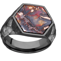 Large Hexagon signet ring (18.5x16mm) in Zirconium, with a Wide style band, a Chrysocopper inlay.