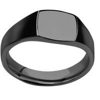 Small Cushion signet ring (10x10mm) in Zirconium, with a Wide style band.