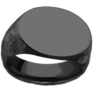 Large Horizontal Oval signet ring (20x16mm) in Zirconium, with a Wide style band.