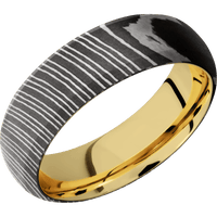 Damascus + Acid Finish + 14K Yellow Gold