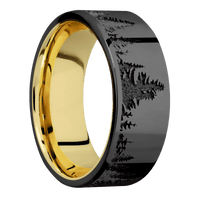 Zirconium + Polish Finish + 18K Yellow Gold