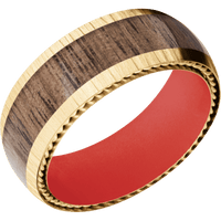 10K Yellow Gold + Treebark1 Finish + USMC Red