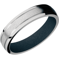 18K White Gold + Anglestone , Polish Finish + Blue Titanium