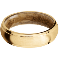 10K Yellow Gold + Satin , Polish Finish + Whiskey Barrel