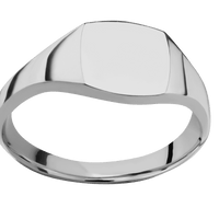 Small Cushion signet ring (10x10mm) in Titanium, with a Thin style band.