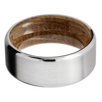 18K White Gold + Satin , Polish Finish + Whiskey Barrel